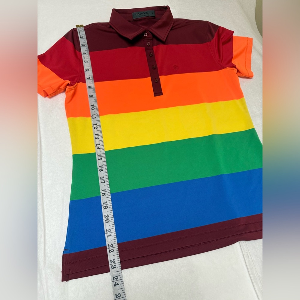 🟠⛳️G/FORE Rainbow Stripe Polo Shirt ⛳️🔴 - Picture 5 of 8